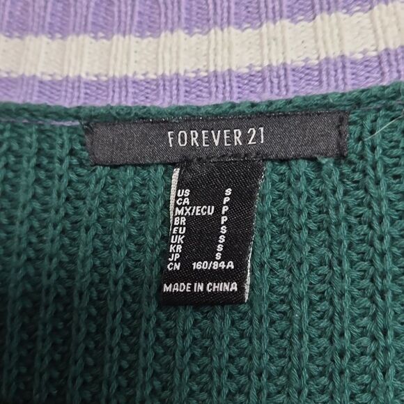 Forever 21 Oversized Cotton Varsity Sweater Cardigan Sz S 28" Pit to pit - Picture 8 of 10